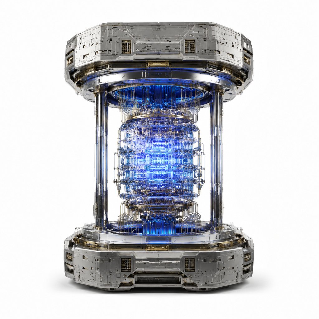 量子计算核心，蓝光晶格结构，硬科幻写实风格3D道具