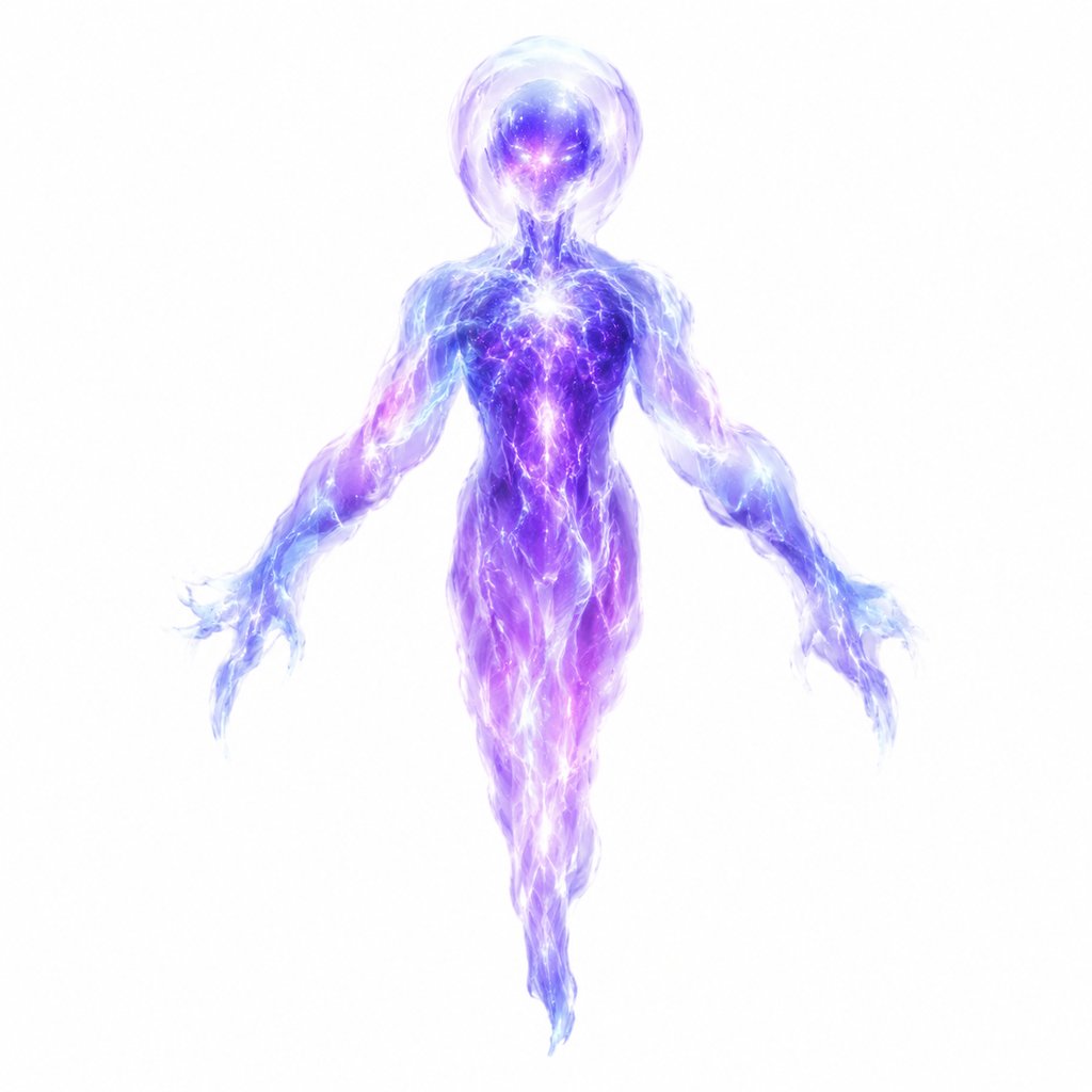 发光的紫色能量生命体，流动等离子形态，硬科幻写实风格