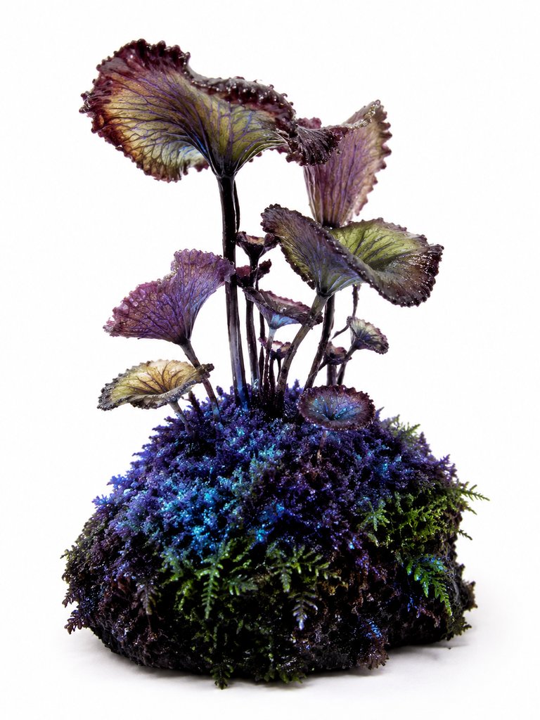 异星苔藓发光绒毯，紫色荧光植物群，硬科幻写实风格