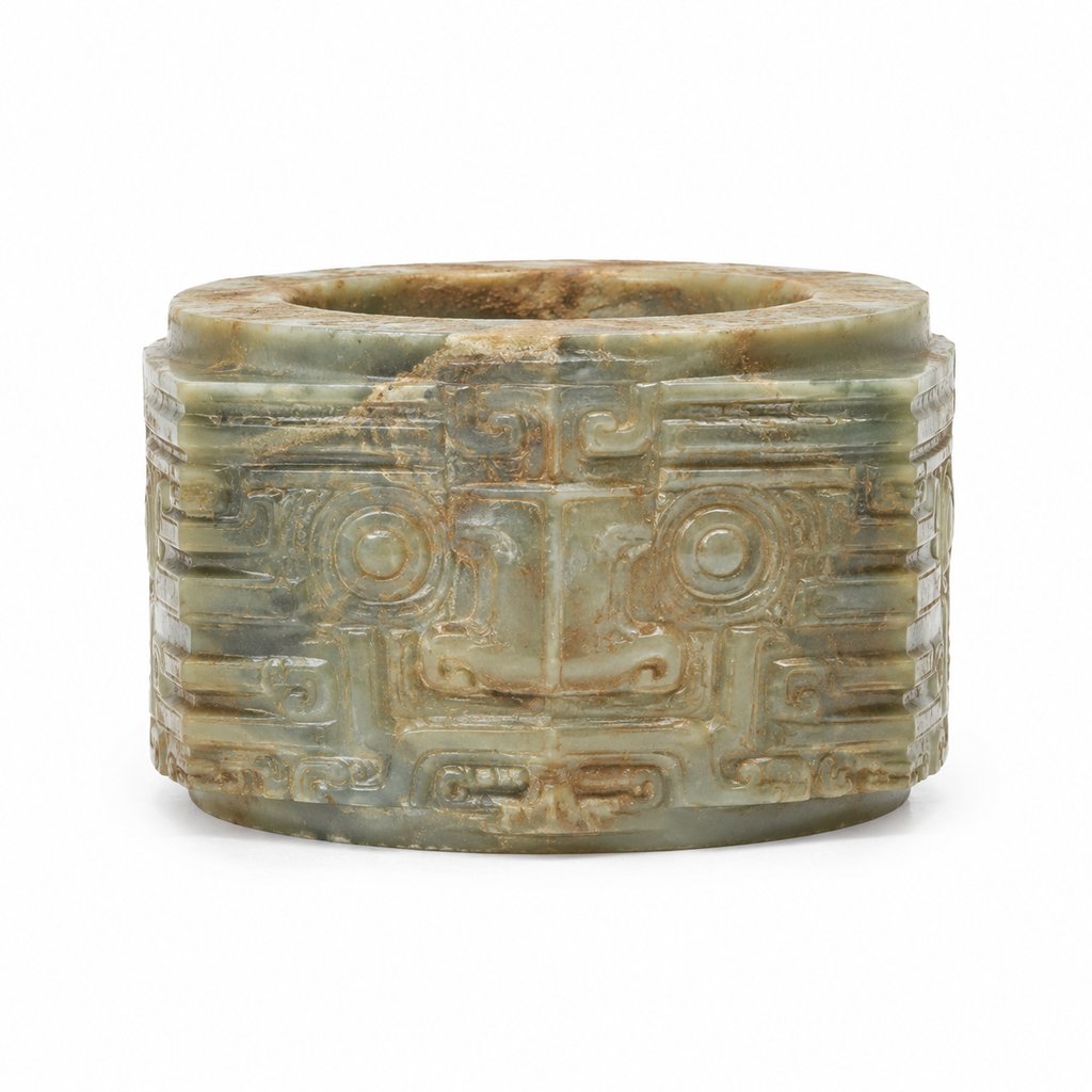 玉琮 玉琮 神人兽面纹 外方内圆 礼器 上古洪荒写实道具图 3D资产参考
