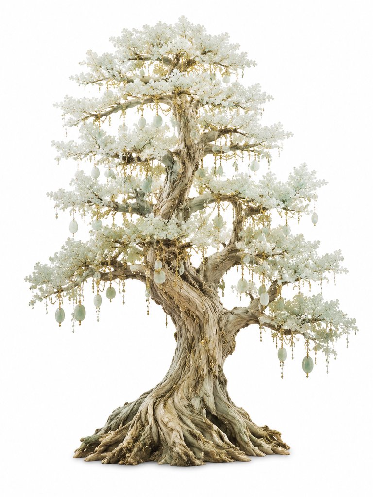 文玉树 文玉树 结美玉 神树 瑞光 上古洪荒写实植物图 3D资产参考